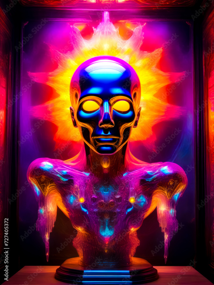 Digital painting of man's face and body with bright colors. Digital painting of man's face and body with bright colors.
