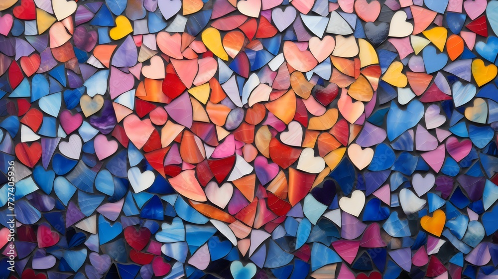 Colorful Mosaic of Hearts