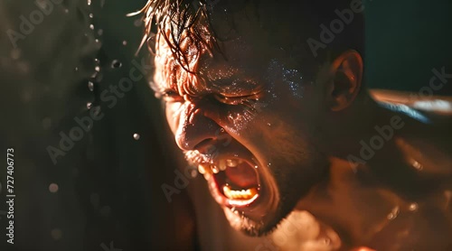 Agonizing scream of a man who suffered a mental trauma
