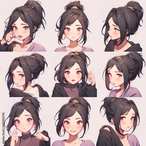Collection of beautiful anime girl avatars.