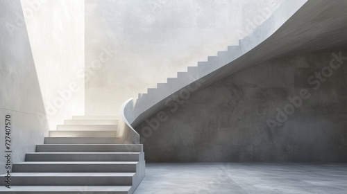 Minimalistic architectural detail â€“ a concrete staircase, with its sleek, u...
