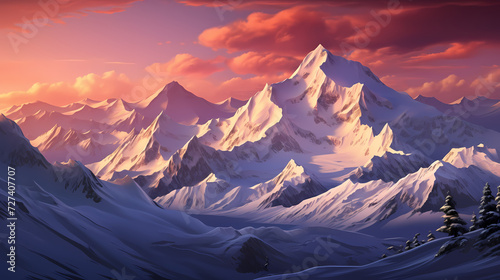 Stunning mountains, panoramic peaks PPT background