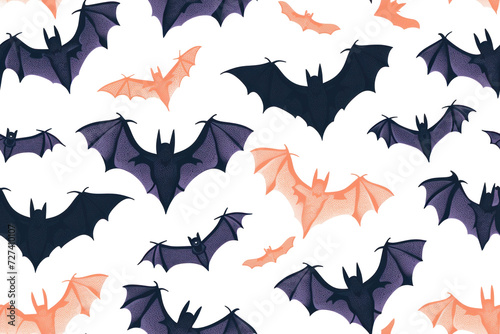 Pastel Halloween Pattern with Bats