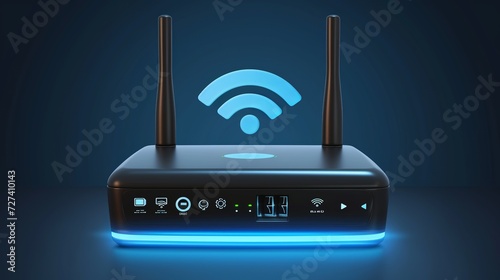 Cool Realisti Wireless Router with the antenna. Signs on a separate layer