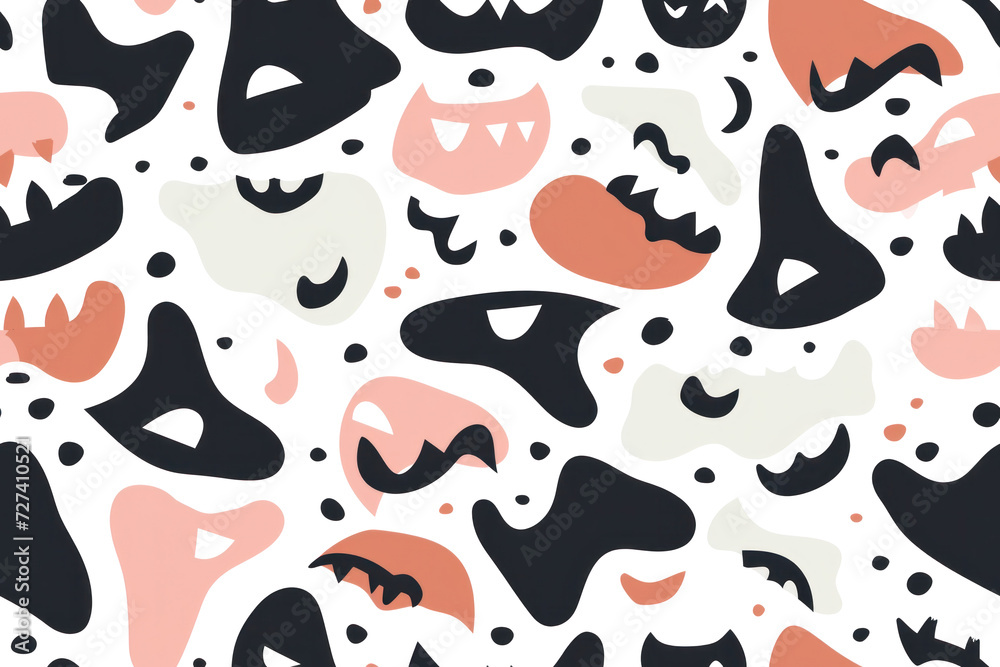 Fototapeta premium Pastel Halloween Pattern on Transparent Background