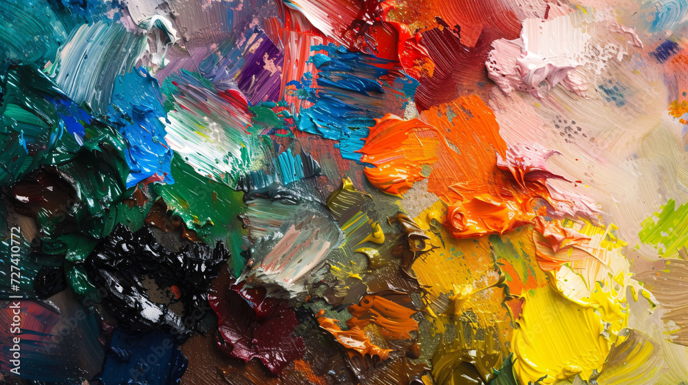 the tactile allure of an artist's palette, adorned with an array of vibrant paints