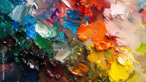 the tactile allure of an artist s palette  adorned with an array of vibrant paints