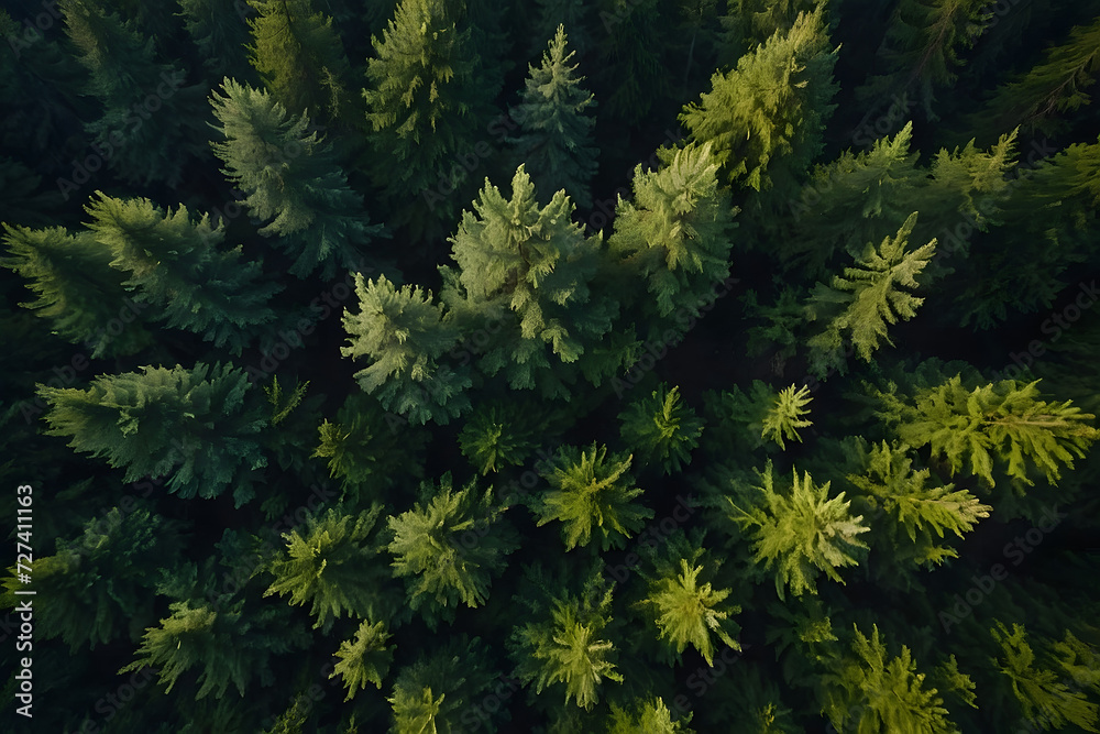 Fototapeta premium Top view of forest wallpaper