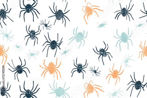 Pastel Halloween Spider Pattern on Transparent © Аrtranq