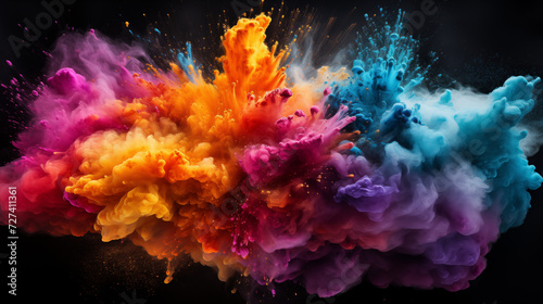 Multicolored Paint Explosion in Motion