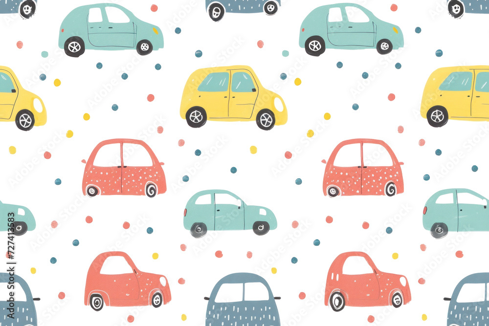 Pastel Cars Seamless Pattern for Background Pastel Cars Seamless Pattern for Background