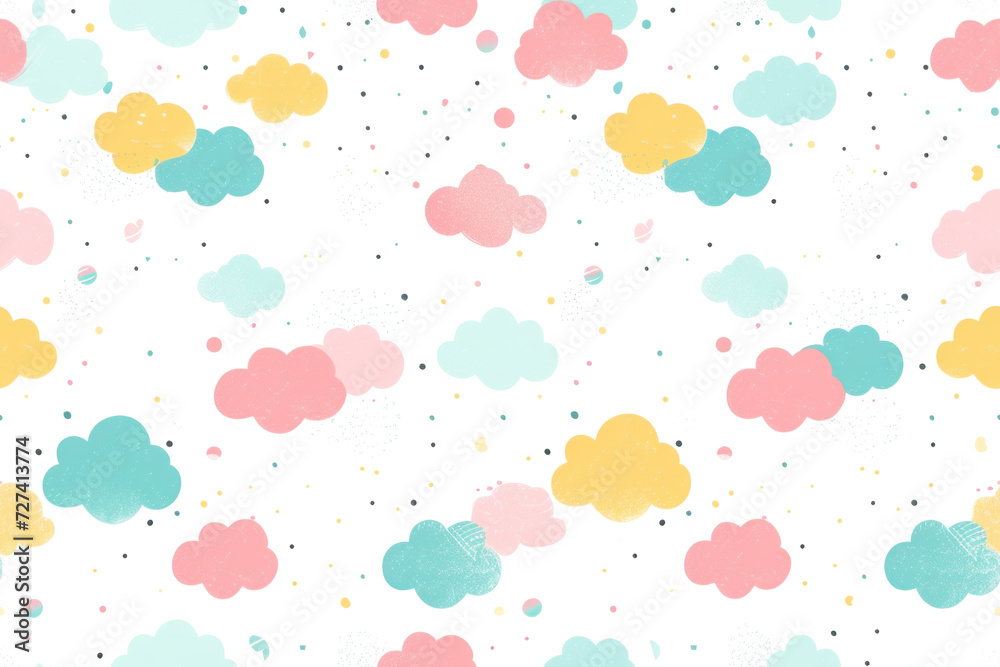 Pastel Cloud Pattern on Transparent Background