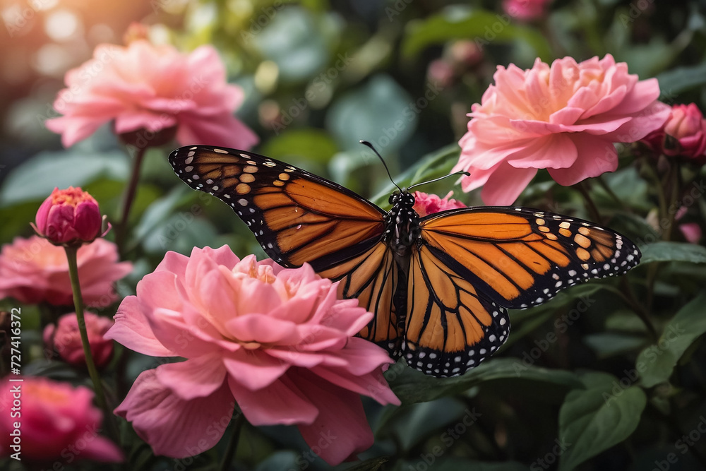 Fototapeta premium Monarch Butterfly in Garden