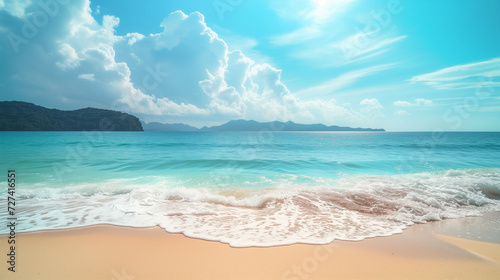 Nature landscape view of beautiful tropical beach and sea in sunny day. © aciddreamStudio