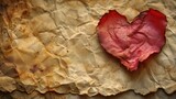 Na zdjęciu widać kawałek papieru, na którym znajduje się płatek róży w kształcie serca