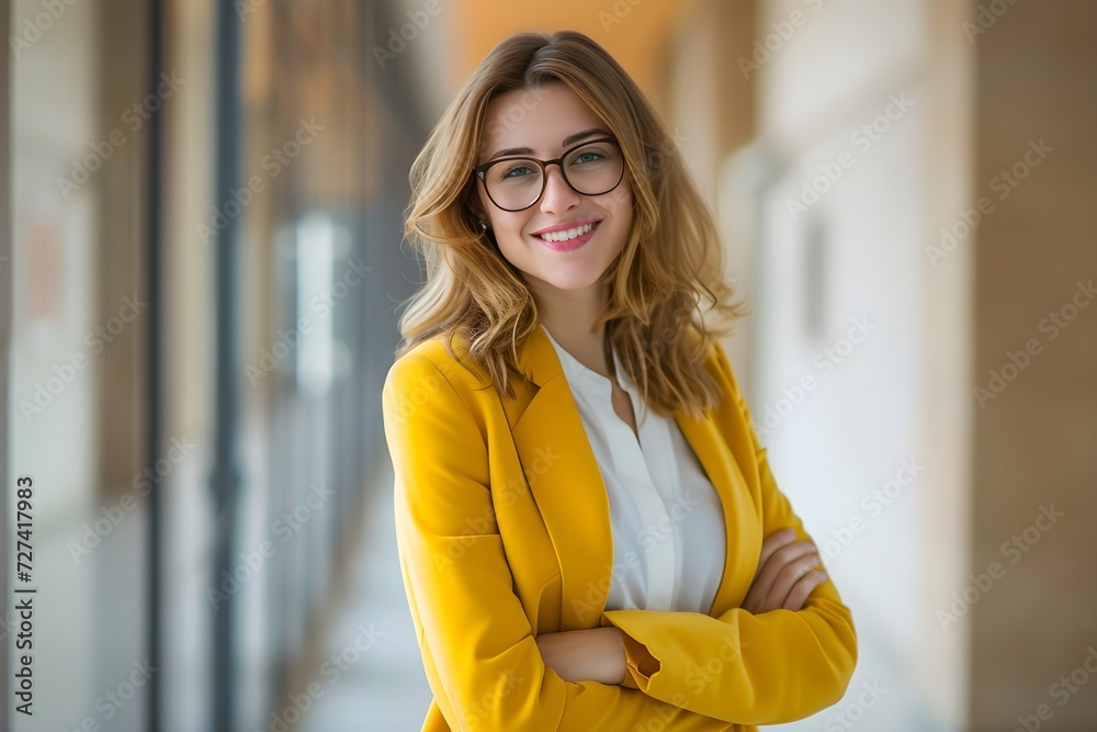 Vibrant Verve: Captivating Young Lady in a Lively Yellow Blaze