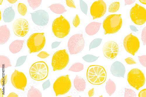 Pastel Citrus Fruit Pattern on Transparent