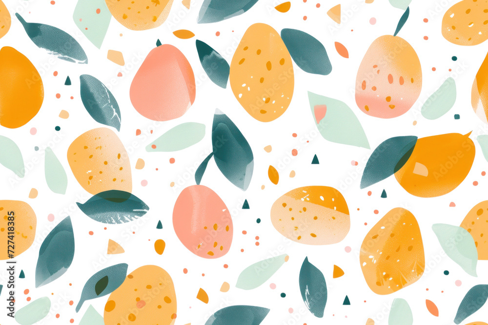 Seamless Pastel Fruit Pattern on Transparent Seamless Pastel Fruit Pattern on Transparent