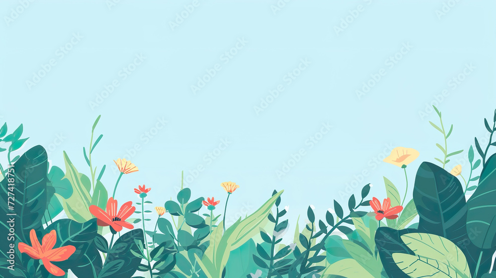 Vibrant Spring Floral Banner with Clear Sky Background