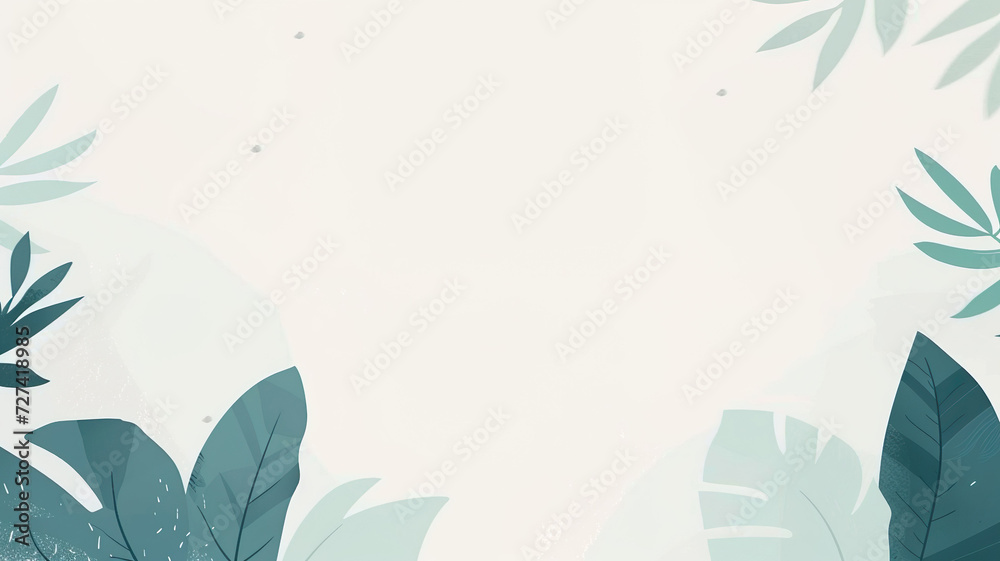 Pastel Botanical Background with Tropical Leaves Pastel Botanical Background with Tropical Leaves