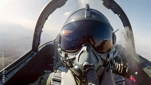 Pilot in a helmet of the SR-71 Blackbird. Generative AI	
 photo