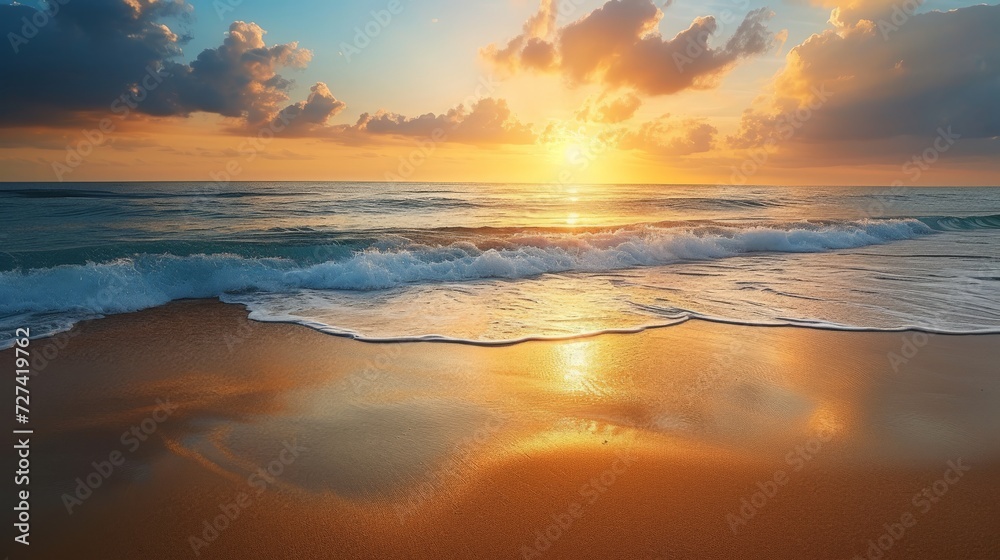 beautiful beach at sunrise with minute details 