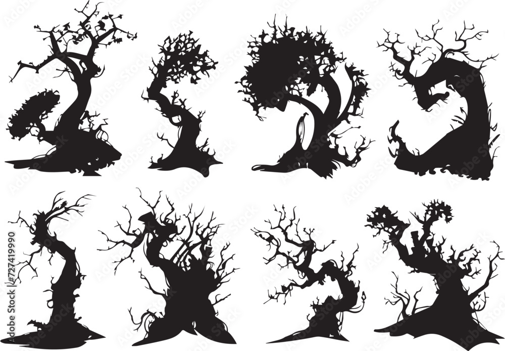 Set Trees. Hand drawn vector illustration Set Trees. Hand drawn vector illustration