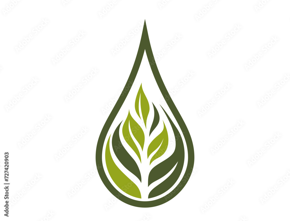 Eco icon. green plant in drop. botanical, organic and nature symbol. vector image in flat design Eco icon. green plant in drop. botanical, organic and nature symbol. vector image in flat design