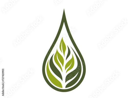Eco icon. green plant in drop. botanical, organic and nature symbol. vector image in flat design