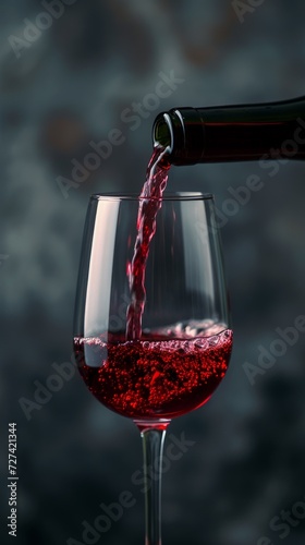wine pours from a bottle into a glass, mockup, photo, minimalism, banner, plain background 