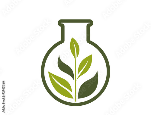 green plant in flask icon. eco, organic and botanical symbol. vector illustration in flat design