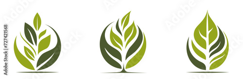 Eco icons. floral, nature and plant symbols. vector illustrations in flat design