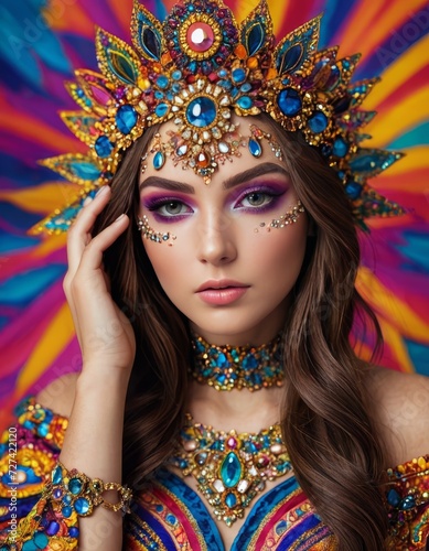Dazzling Reverie: Model Shines in a Psychedelic Mirage