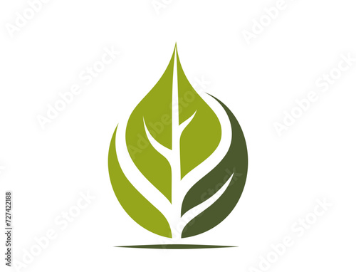 green leaf icon. plant, spring and nature symbol. vector image in flat design