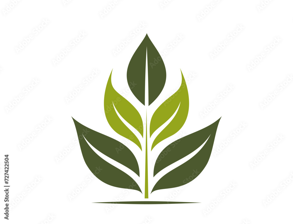 green plant icon. botanical, spring and nature symbol. vector illustration in flat design