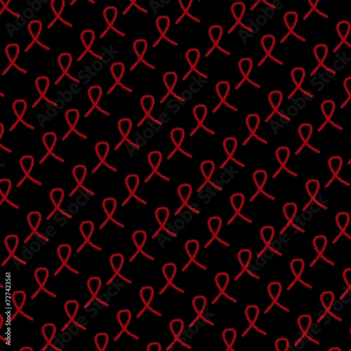 World cancer day, red ribbons pattern