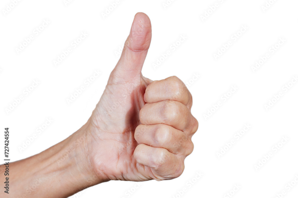 Close up of a hand in the thumbs down position Close up of a hand in the thumbs down position