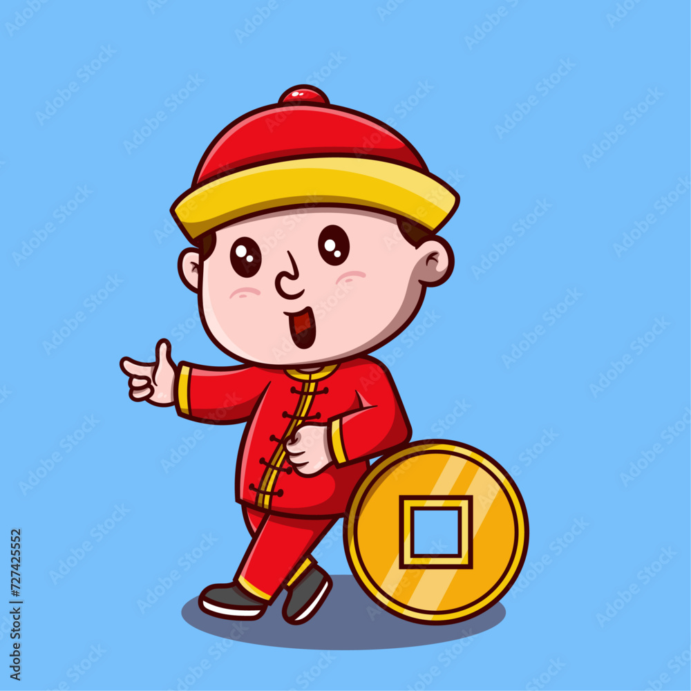 Vector Cute Chinese New Year cartoon vector icon illustration people fashion icon concept