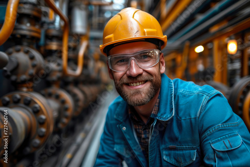 Cheerful Factory Engineer in Work Gear