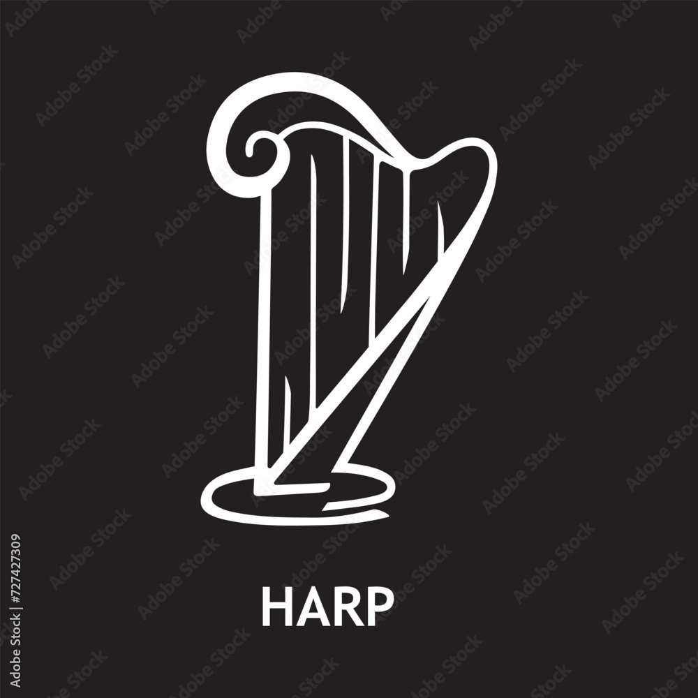 vector icon for harp, musical instruments vector icon for harp, musical instruments