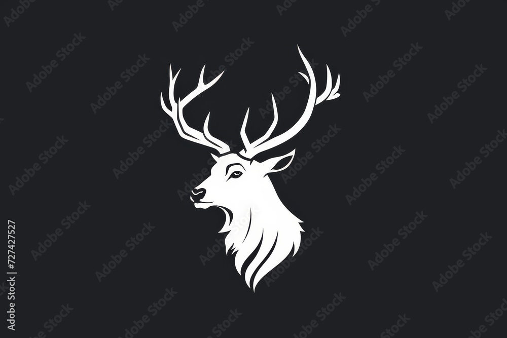 A majestic white deer with antlers stands tall, embodying the grace and strength of the animal kingdom in this stunning illustrated portrait