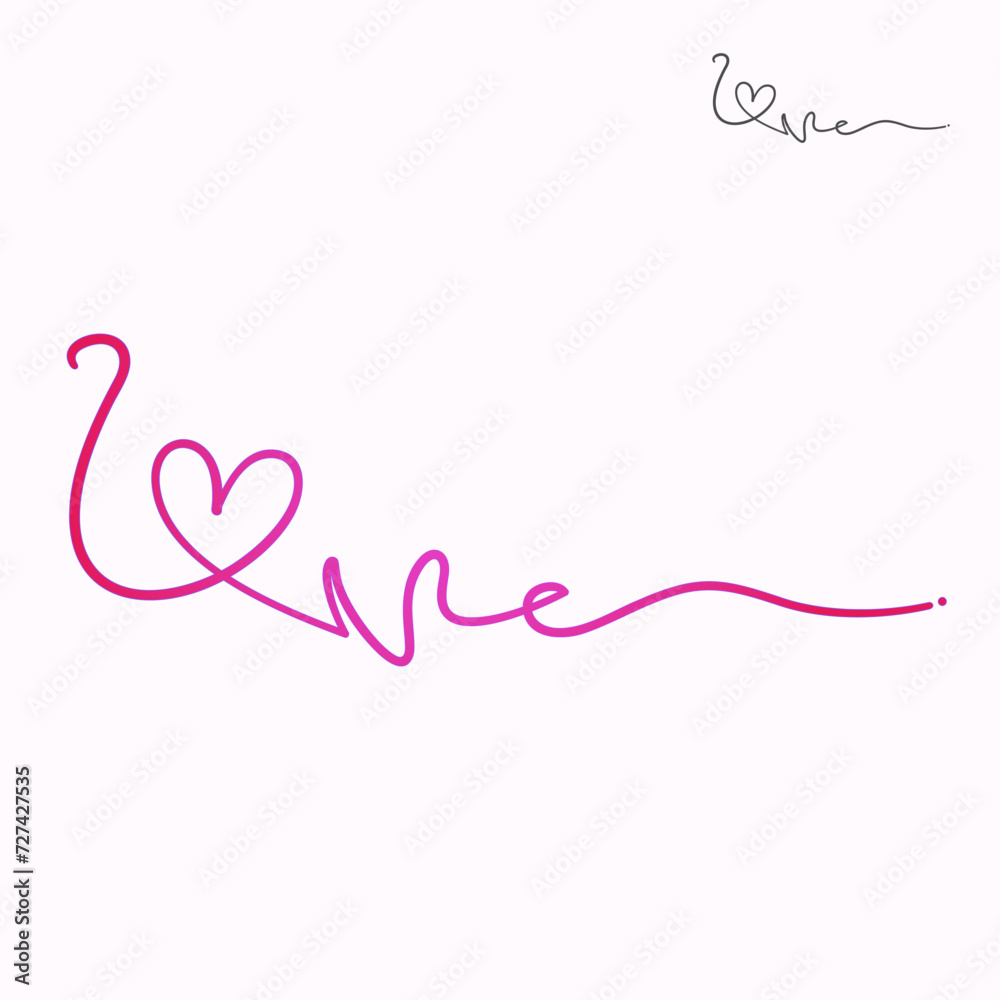 Pink I love you scribbled text, hand drawn symbol of love