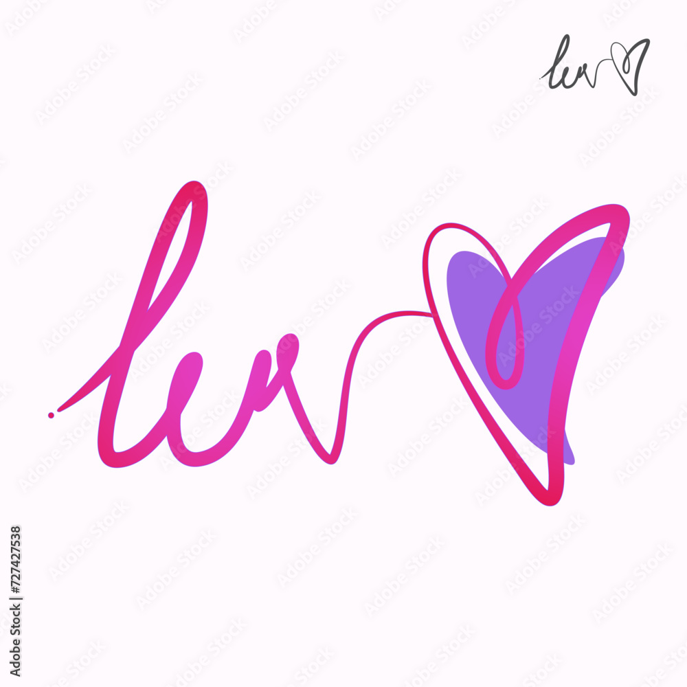 Pink I love you scribbled text, hand drawn symbol of love