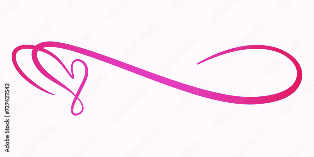 Pink love with a long line, hand drawn symbol of lasting relationship Pink love with a long line, hand drawn symbol of lasting relationship