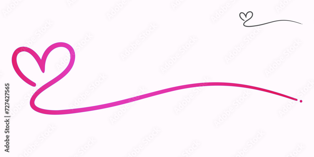 Underline from a pink love, hand drawn symbol of love and care