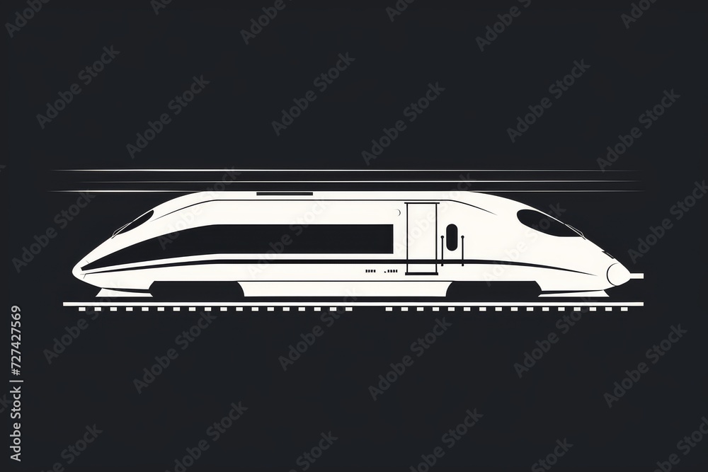 A sleek white train emerges from the darkness, its intricate design sketched against the black backdrop, a powerful symbol of progress and movement A sleek white train emerges from the darkness, its intricate design sketched against the black backdrop, a powerful symbol of progress and movement