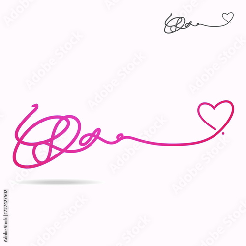 Troubled pink love, a hand drawn symbol of complicated relationship