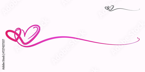 Pink love with a long line, hand drawn symbol of lasting relationship