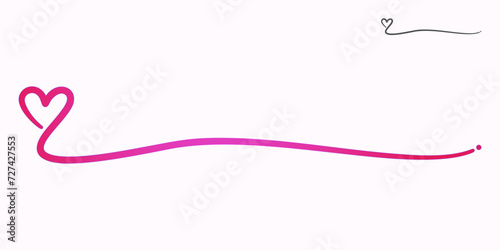 Underline from a pink love, hand drawn symbol of love and care