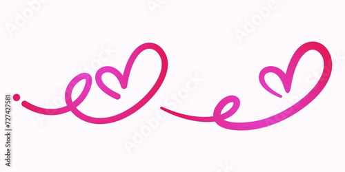 Curly pink love, hand drawn cute symbol